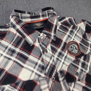 Harley Davidson Short Sleeve Plaid Shirt Mens MEDIUM Motorcycle HD‎ Performance